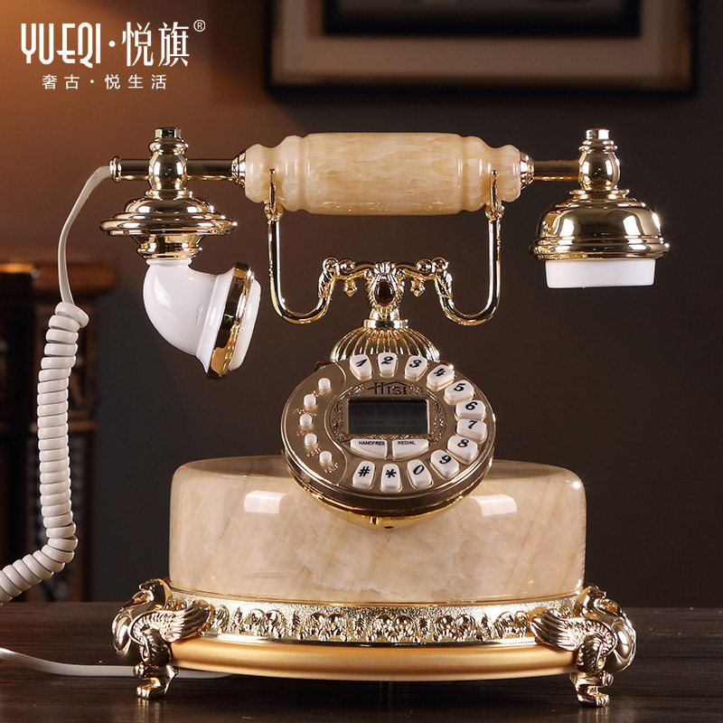 European-style antique telephone natural jade retro American old-fashioned home office fixed landline wired telephone
