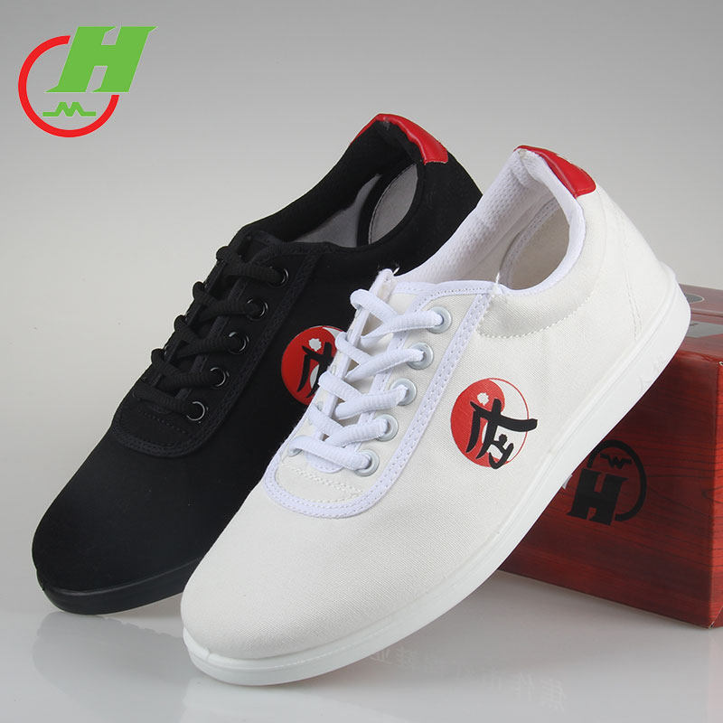 Red cotton Tai Chi shoes boys and girls autumn canvas Tai Chi practice shoes soft bottom wear-resistant martial arts training sports cloth shoes