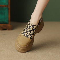 G㊙Inron (designer) soft bottom without grinding feet ~ genuine leather 24 spring new thick bottom round horse fur collage