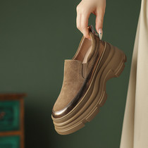 G㊙Inron (designer) soft bottom without grinding feet ~ genuine leather Inn wind thick bottom leather shoes women pine pastry Foeshoes 2