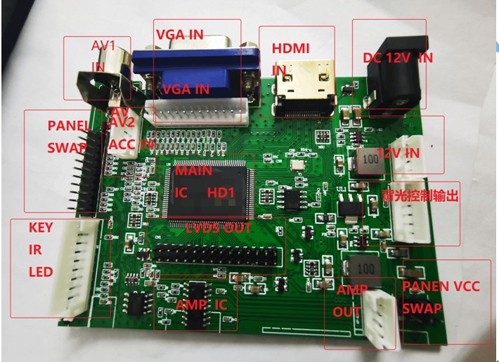 Burn-free driver board AV VGA HDMI three-in-one LCD motherboard PCB-8000196V 6 driver board