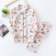 Bộ đồ ngủ cotton gạc Nhật Bản dành cho phụ nữ mùa xuân và mùa thu dài tay mùa hè cotton mỏng phần dễ thương phục vụ tại nhà bộ đồ hai mảnh - Giống cái