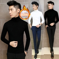 Mùa đông và cashmere nam áo thun dài tay nửa cổ cao màu rắn áo len nam đáy quần áo áo ấm mùa thu áo sơ mi áo thun lạnh nam