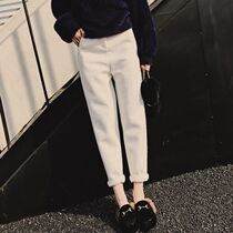 Pregnant women pants autumn and winter wear woolen Haren pants plus velvet thickened loose slim radish pants pregnancy autumn and winter wear