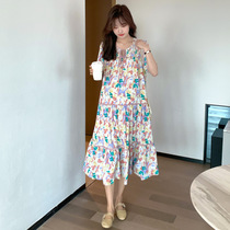 Summer new pregnant woman Lions dress dress loose big code cover with short sleeves Chauma woman with a thin A-word dress