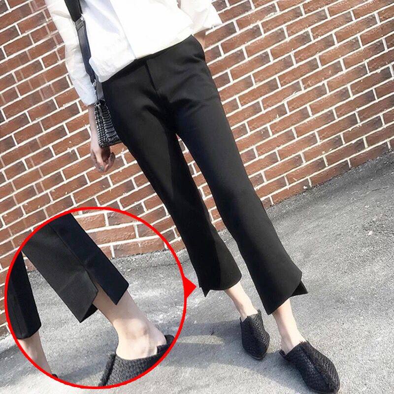 Pregnant women's suit pants 2021 spring and autumn new straight nine-point pants black slim pants casual belly support wide-leg pants