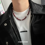 Ожерелье с крестиком из ангорского красного бисера для мужчин, браслет на ключицу в стиле хип-хоп для девочек, нишевый браслет на шею 𫔀Новогодний браслет-свитер 𫔀