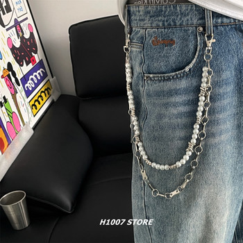 Pearl thorn small multi-layer men's trouser chain women's trendy cool ins pants hanging chain jeans skirt accessories waist chain