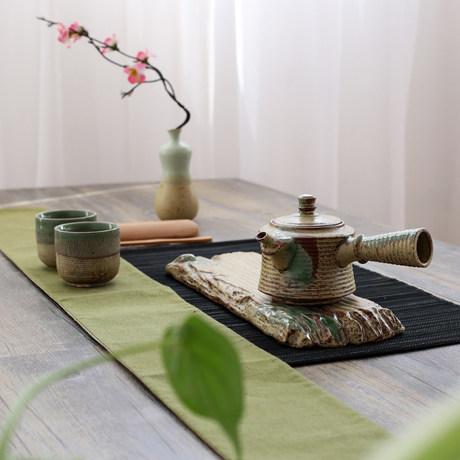 Retro Chai roast kiln rough pottery health kung fu tea set one pot two cups teapot teapot tea cup coaster tray