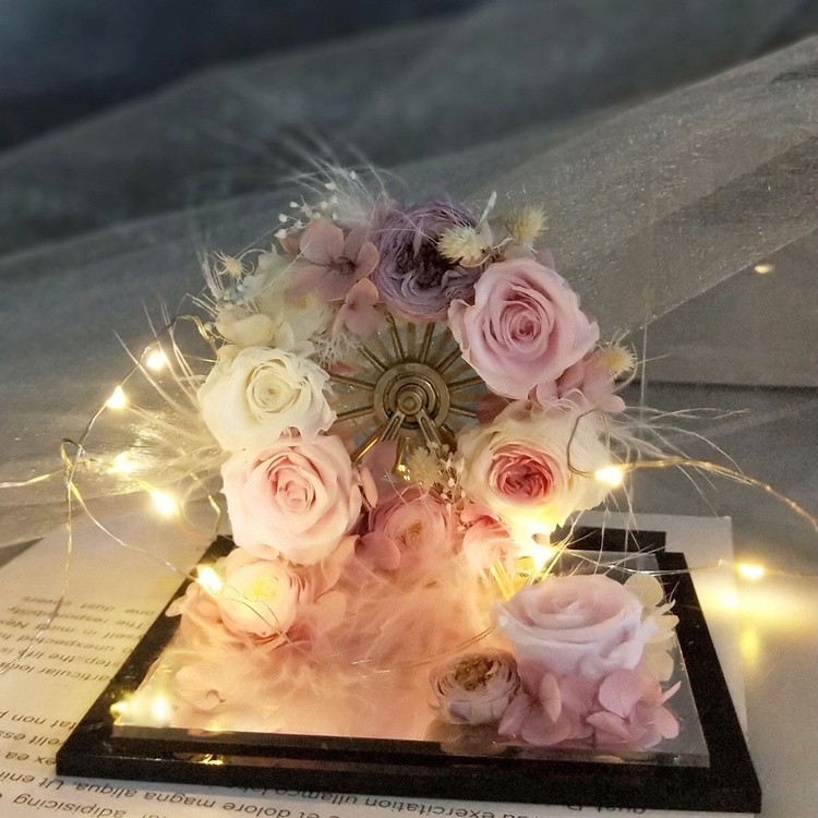 幸福摩天輪鏡面壓克力罩永生花diy材料包成品玫瑰花耶誕生日禮物 幸福摩天輪鏡面壓克力罩永生花diy材料包成品玫瑰花耶誕生日禮物