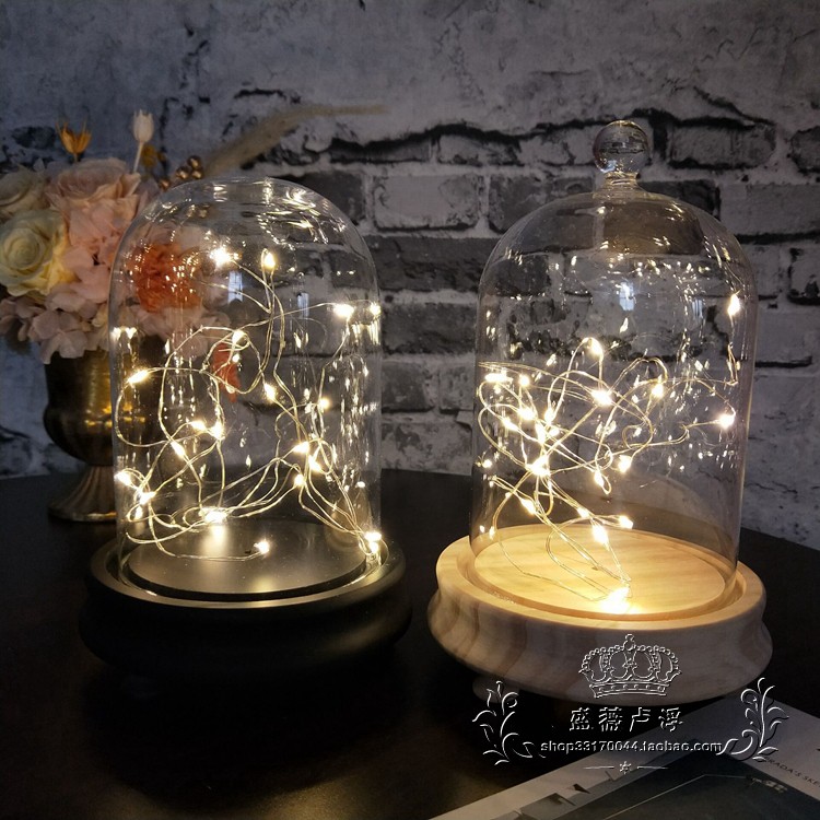 Hoa thủy tinh vĩnh cửu với ánh sáng chuỗi ánh sáng trong suốt chai đêm ánh sáng vi cảnh trang trí ngày của mẹ món quà tự làm các đồ trang trí nhà đẹp