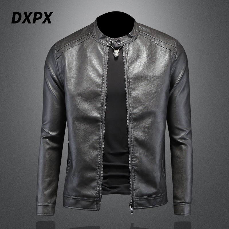 Dxpx Brand Counter Marvel Venom European and American Simple Stand-Up Collar Leather Jacket Men's Motorcycle Autumn Parka Leather Jacket