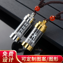 Titanium steel gold and silver color treasure source bottle pendant can be opened with Zhu sand bottle body can be customized with a severe spell pattern
