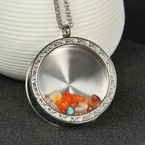 Transparent Gawu box hollow pendant Thangka large titanium steel Shurangama mantra round bottle custom can be installed amulet necklace for men and women