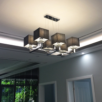Post-modern simple chandelier rectangular restaurant LED lights new Chinese study bar personality lights model room lights