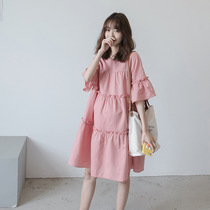 Pregnant woman summer dress dress dress fashion 2020 new medium length big A swing fairy Damp Lady Little Fresher Summer Dress