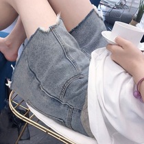 Pregnant Woman Denim Shorts Summer Thin with high waist towering outside wearing fashion boomer Loose Broadleg Comfort Underpants