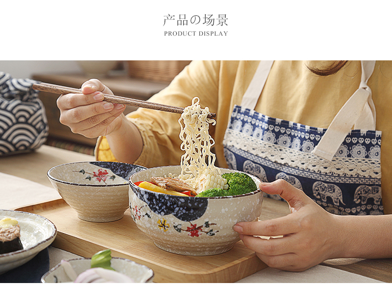 Mì Nhật bát gia đình lưới đỏ bát bộ đồ ăn sáng tạo gốm ăn phở bát lớn bát mì ăn liền ramen cá tính đĩa dùng 1 lần