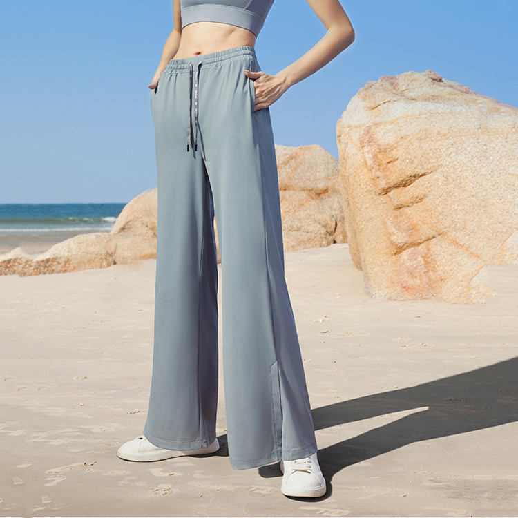 蕉下夏垂感拖地冰丝阔腿裤女