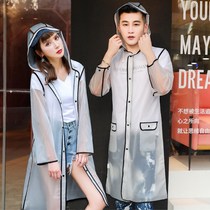 Longing for life with Song Qian Korean raincoat jacket Net red transparent female fashion brand waterproof long body