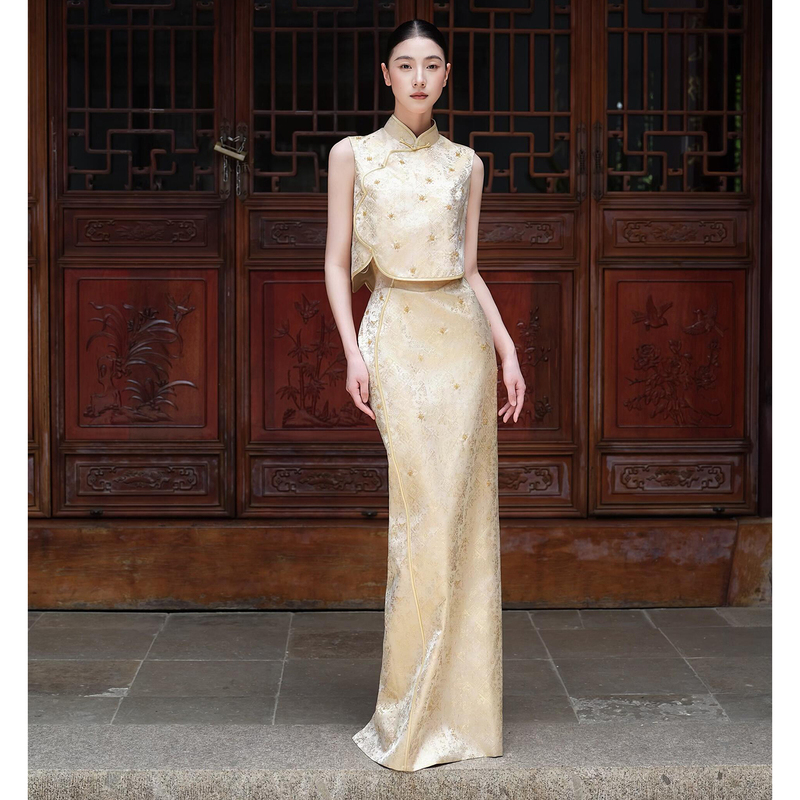 New Chinese-Style Morning Robe for Women, High-End Luxury Niche Bridal Engagement and Wedding Dress, Champagne Color Two-Piece Set, Toast Dress New Chinese-Style Morning Robe for Women, High-End Luxury Niche Bridal Engagement and Wedding Dress, Champagne Color Two-Piece Set, Toast Dress
