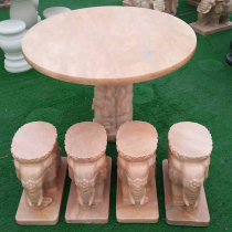 Outdoor marble hollow stone carving table Drum-shaped round elephant stool Stone table Stone stool Chinese courtyard decoration
