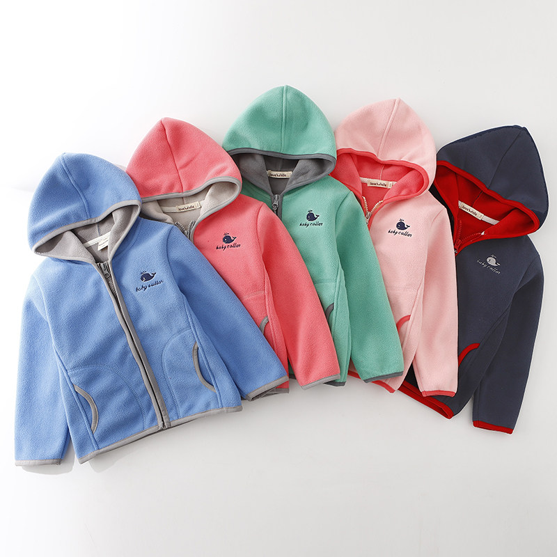 Children's polar fleece jacket spring 2022 new girl baby windproof top spring and autumn boys fleece thick cotton T