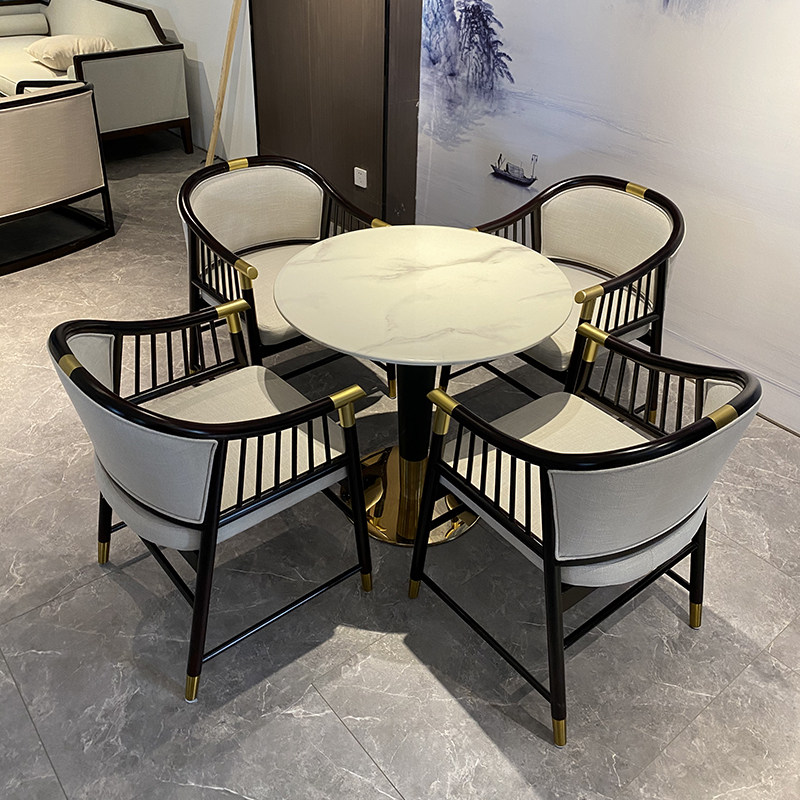 New Chinese Sample House Display Center Office Negotiation Table And Chairs Combined Modern Minima Light Extravagant Beauty Salon Business Reception A Table Four Chairs