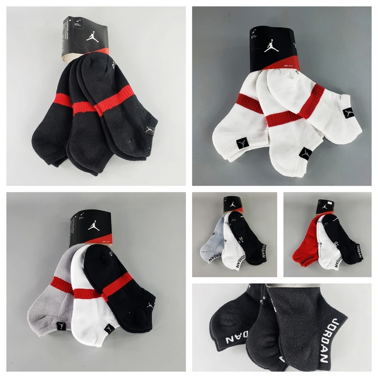 Nikeaj Men's Mid-Calf Socks Quick-Drying Towel Bottom Elite Sports Socks Four-Season Style Boat Socks Three Pairs