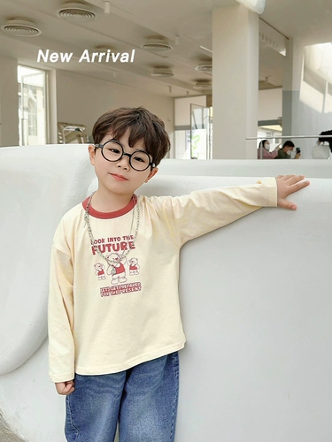 Весенний осенний детский приятный телу лонгслив для мальчиков, детская одежда