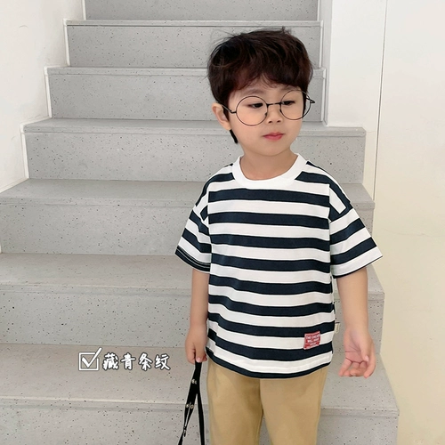 Детская тонкая футболка с коротким рукавом для мальчиков, детская одежда, в западном стиле