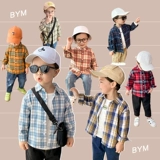 Весенняя осенняя детская хлопковая рубашка для мальчиков, детская одежда, в западном стиле