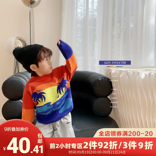 Осенний свитер для мальчиков, осеннее демисезонное трикотажное детское термобелье, детская одежда, в западном стиле