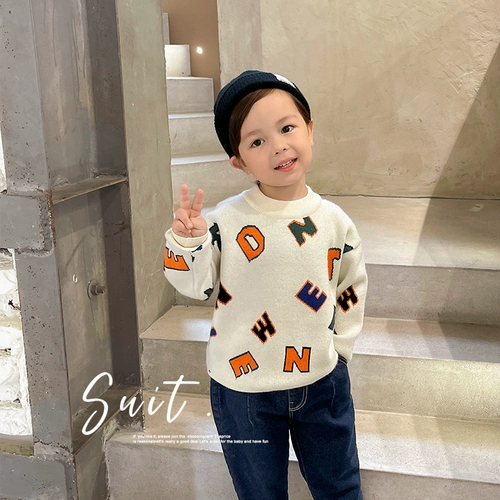 Трикотажный свитер для мальчиков, осенний демисезонный детский пуховик, детская одежда