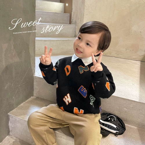 Трикотажный свитер для мальчиков, осенний демисезонный детский пуховик, детская одежда