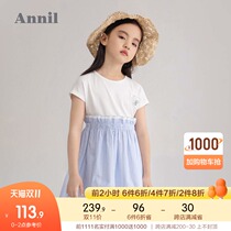Shopping mall with ANEL childrens clothing girl short sleeve dress 2021 summer new foreign style girl mosaic skirt thin