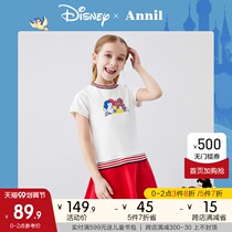 Anel childrens clothing girls fake two-piece dress Spring Summer new Snow White girl casual skirt