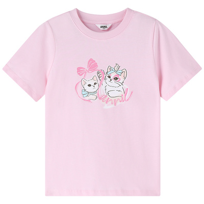 [All-Cotton Quick-Drying T-Shirt] Anai Kidsren's Clothing Girls' Round Neck Short-Sleeved T-Shirt 2026 Summer New Style Sports Casual Breathable — 1