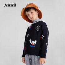 Anel childrens clothing boy sweater round neck 2021 Winter new warm boy cotton sweater cotton sweater cotton cartoon sweater