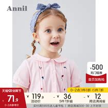 Annael childrens dress summer new baby embroidered bubble sleeve dress doll collar