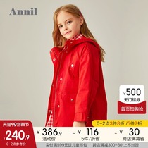 Shopping mall same Anel childrens clothing girl windbreaker plus velvet warm winter jacket foreign style hooded Net red tide childrens clothing