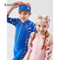 Anel boys and girls swimsuit new childrens swimsuit one-piece sunscreen swimsuit hot spring snorkeling quick-drying swimsuit