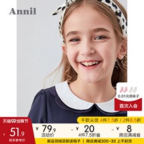 Anel childrens clothing girl new long sleeve T-shirt playful Joker middle-aged girl petal lapel top