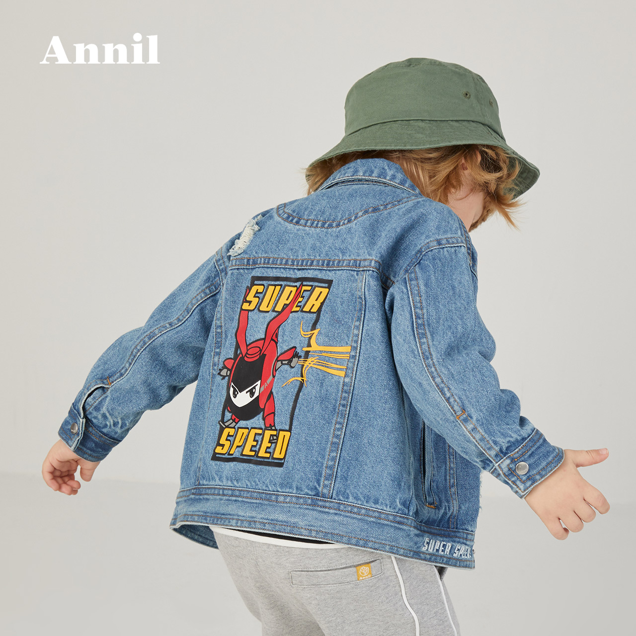 Denim Jacket Anai trẻ em 2020 mùa xuân mới Cartoon In Boy Casual Top.