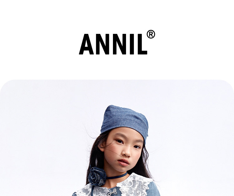 платье annil童装女童洋装纯色秋装蓝色牛仔清新弹力a字裙子
