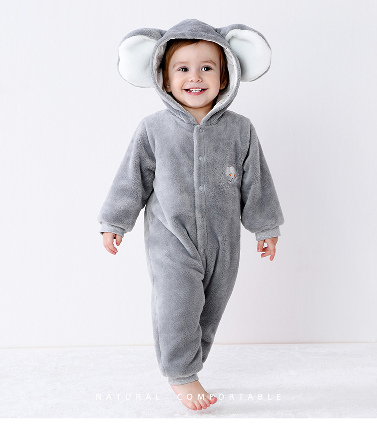 Quần áo trẻ em Annai phù hợp với quần bò dày nam và nữ mũ trùm đầu cho bé jumpsuit dài tay 2018 quần áo bé trai
