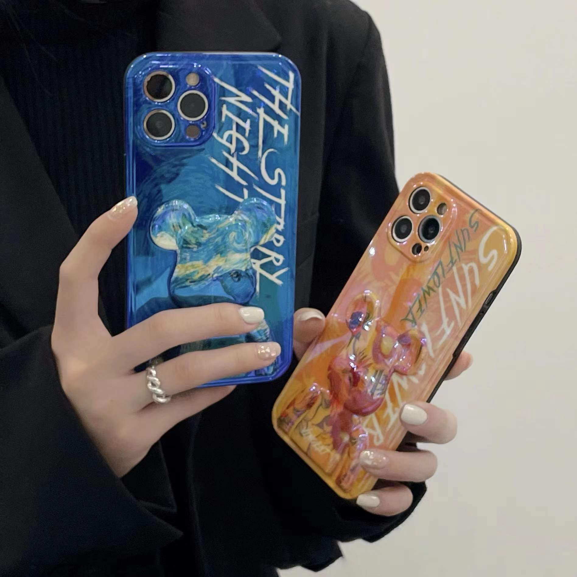 Kewu digital three-dimensional graffiti bear apple 13 mobile phone protective shell ip12 tide brand 12promax creative iphone13pro apple 11 anti-fall x xs xr