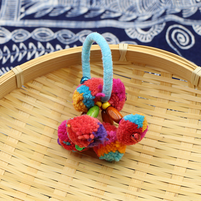 Ethnic style cute handmade color rubber band hair ball hair ring headwear female net red hair ring hair accessories female