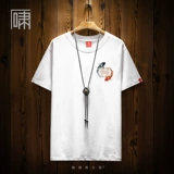 Футболка с коротким рукавом, короткий рукав, китайский стиль, с вышивкой
