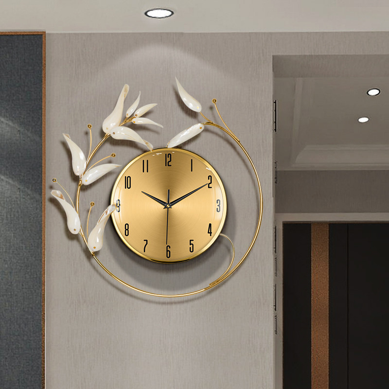 White shell clock clock living room fashion creative personality soft designer home decoration metal wall clock